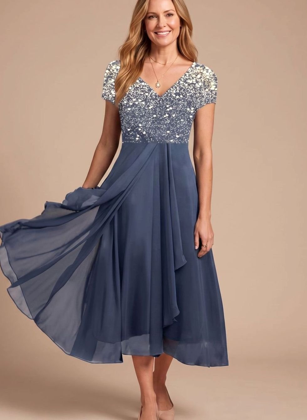 Anette | Damen-Swingkleid mit Blumenprint und leichtem Chiffon
