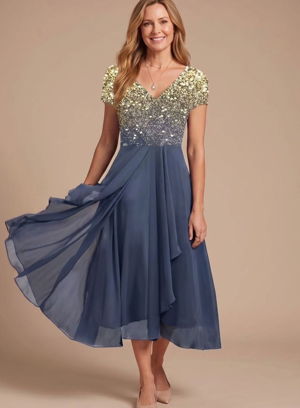 Anette | Damen-Swingkleid mit Blumenprint und leichtem Chiffon