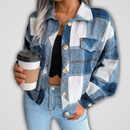 Merle | Dame oversized ternet shacket med knapper