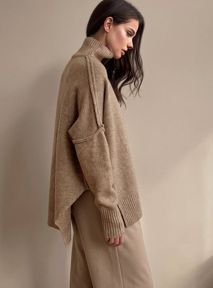 Britta | Dame oversized strikket loungesæt med rullekrave