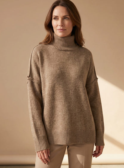 Britta | Dame oversized strikket loungesæt med rullekrave