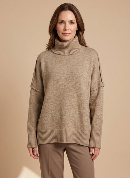 Britta | Dame oversized strikket loungesæt med rullekrave