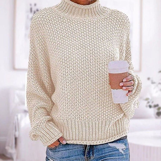 Vigga | Dame groftstrikket pullover med rullekrave