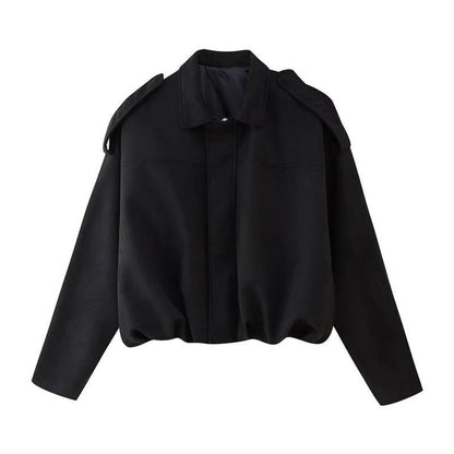 Selma | Kurze Damen-Bomberjacke mit Oversize-Passform und Kunstveloursleder