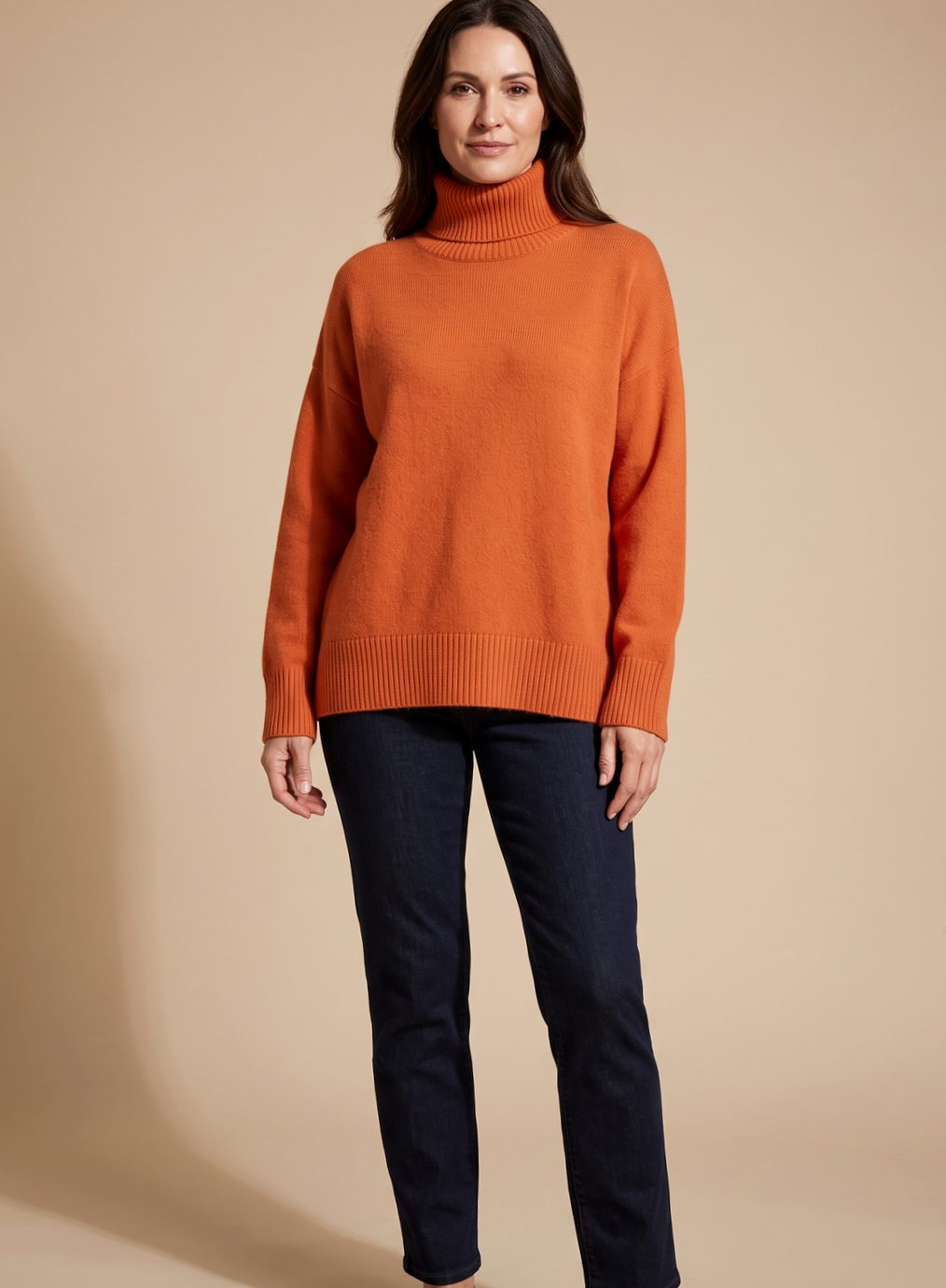 Mynte | Dame oversized striktrøje med rullekrave
