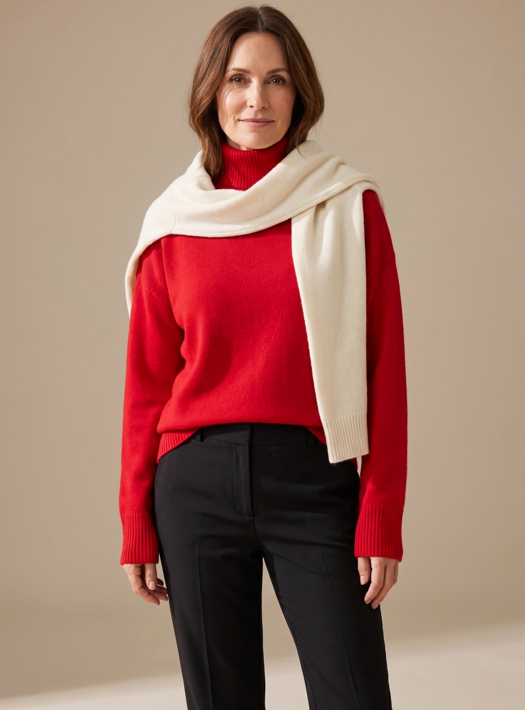 Mynte | Dame oversized striktrøje med rullekrave