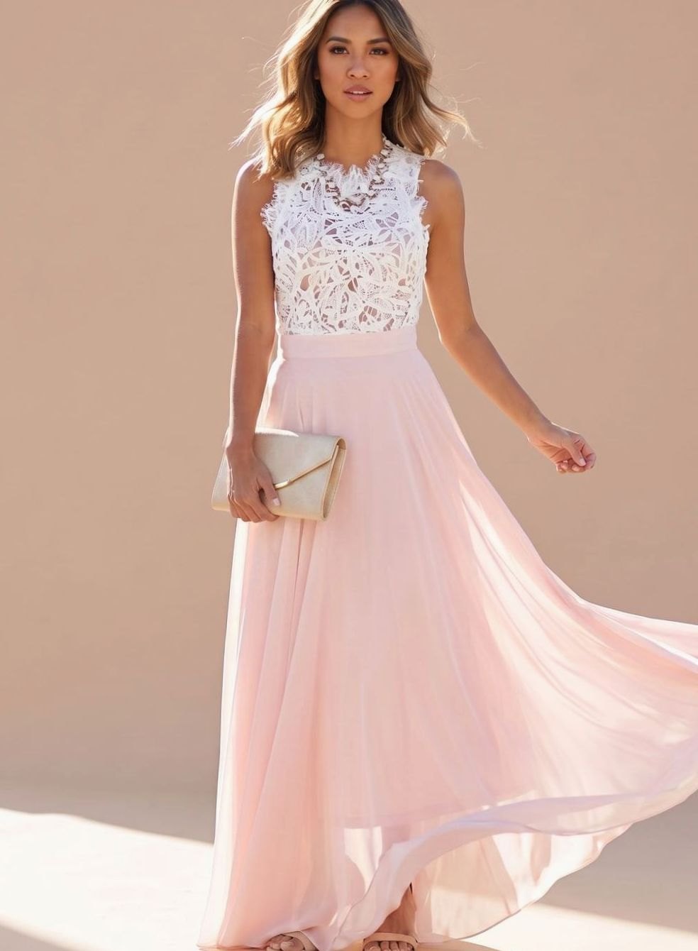 Bodil | Maxi-Abendkleid für Damen aus Chiffon mit Spitze und Cocktaildesign