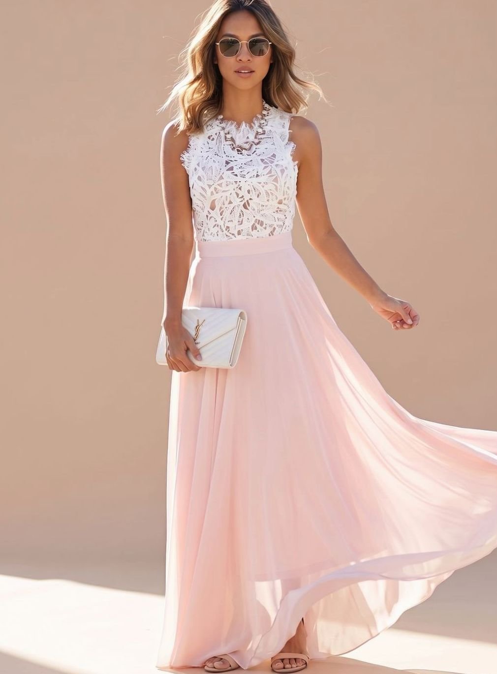 Bodil | Maxi-Abendkleid für Damen aus Chiffon mit Spitze und Cocktaildesign