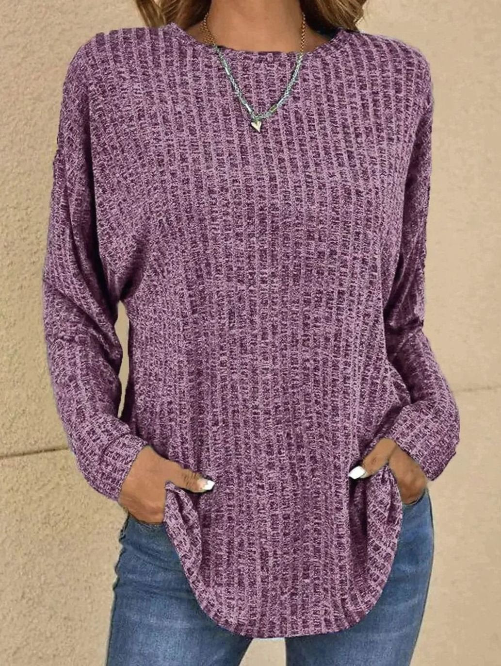 Ronja | Dame oversized striktrøje med lange ærmer