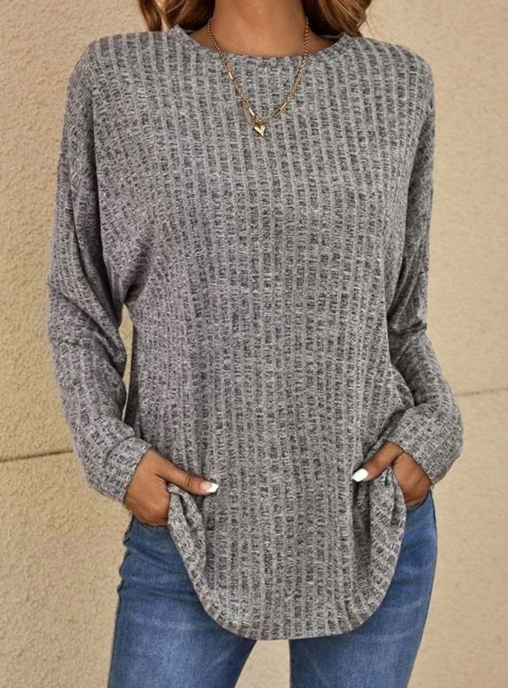 Ronja | Dame oversized striktrøje med lange ærmer