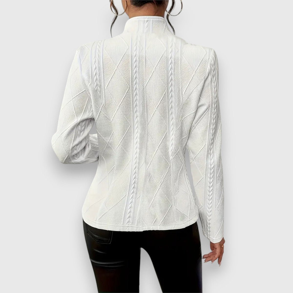 Thea | Strukturierte Damen-Cardiganjacke mit Stehkragen und Zopfmusteroptik