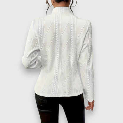 Thea | Strukturierte Damen-Cardiganjacke mit Stehkragen und Zopfmusteroptik