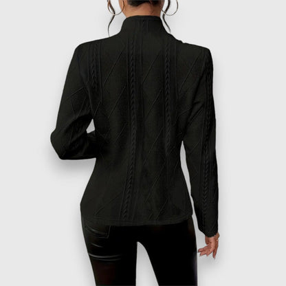 Thea | Strukturierte Damen-Cardiganjacke mit Stehkragen und Zopfmusteroptik