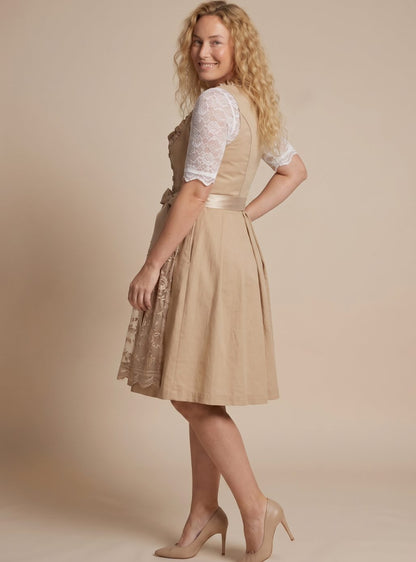 Gitte | Dame dirndl-kjole med blondebluse og snøring
