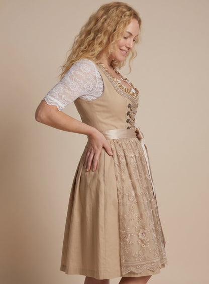 Gitte | Dame dirndl-kjole med blondebluse og snøring