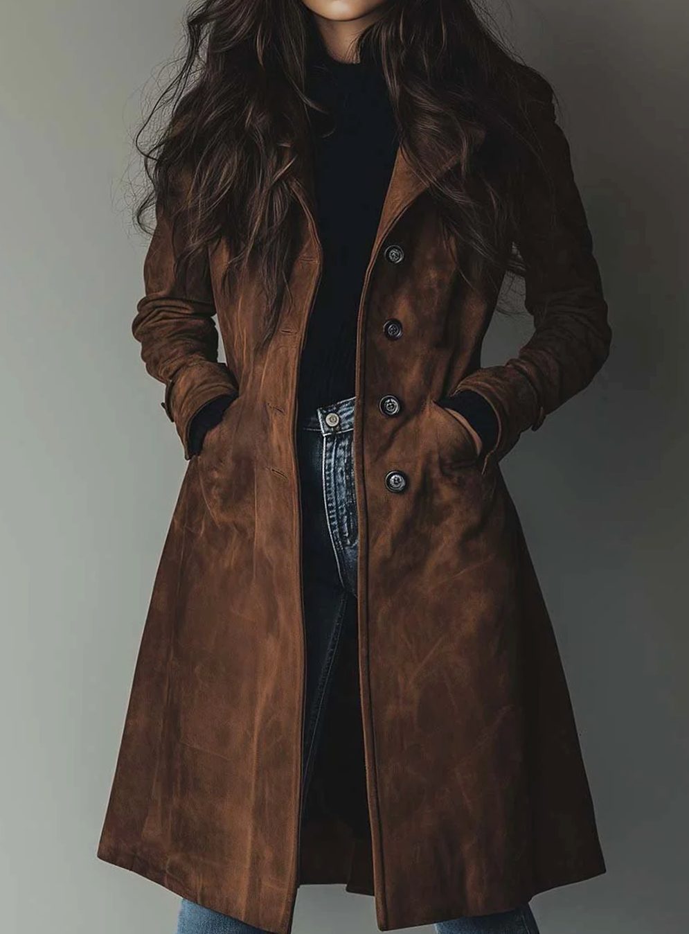Karin | Dame dobbeltradet vintage trenchcoat