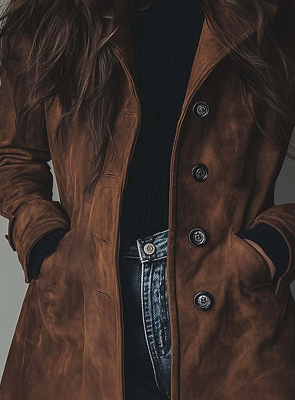 Karin | Dame dobbeltradet vintage trenchcoat