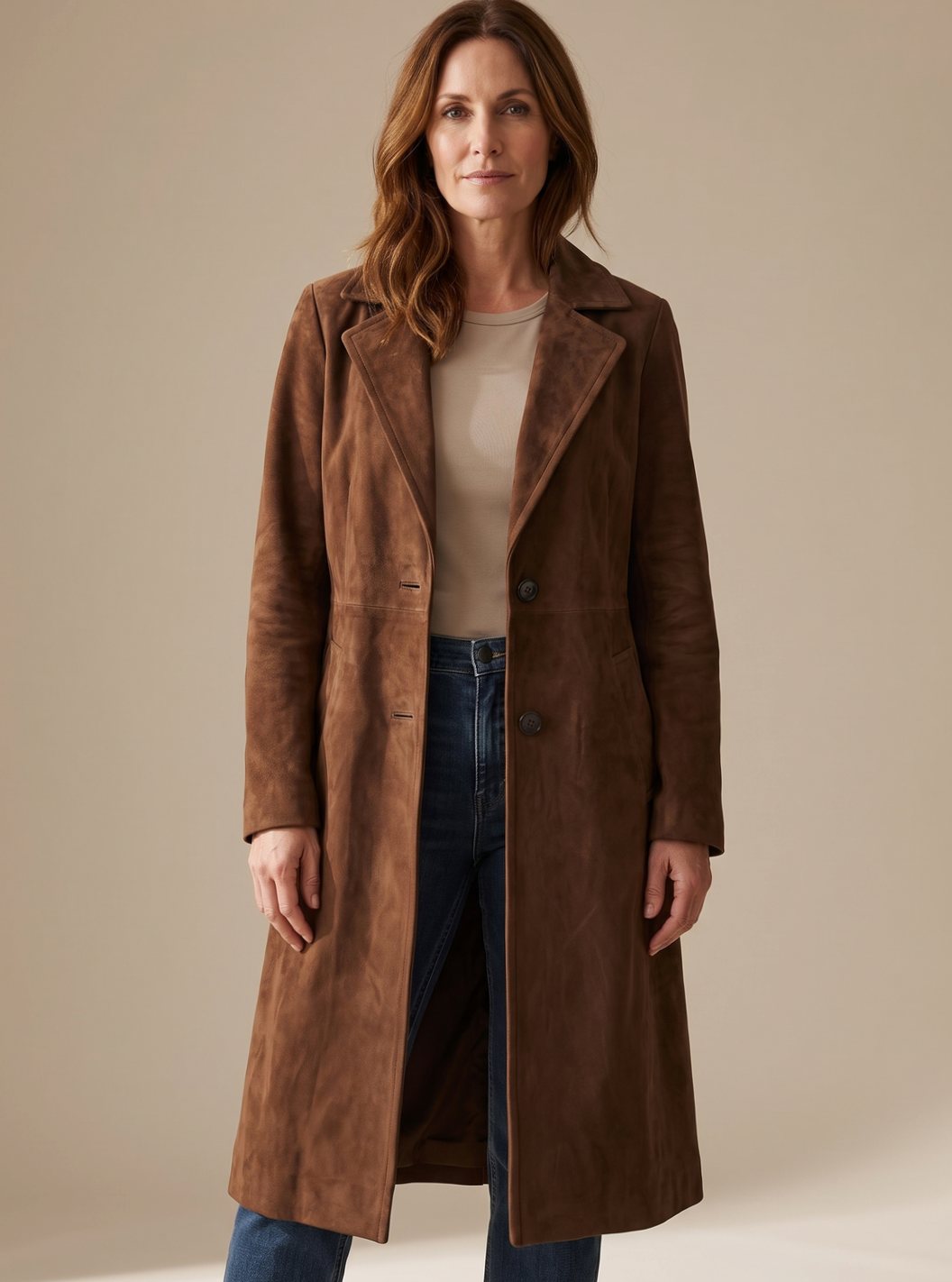 Karin | Dame dobbeltradet vintage trenchcoat