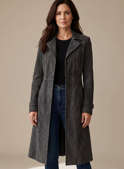 Karin | Dame dobbeltradet vintage trenchcoat