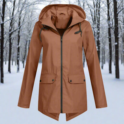 Amalie | Wasserdichte Damen-Regenjacke mit Kapuze und Reißverschluss