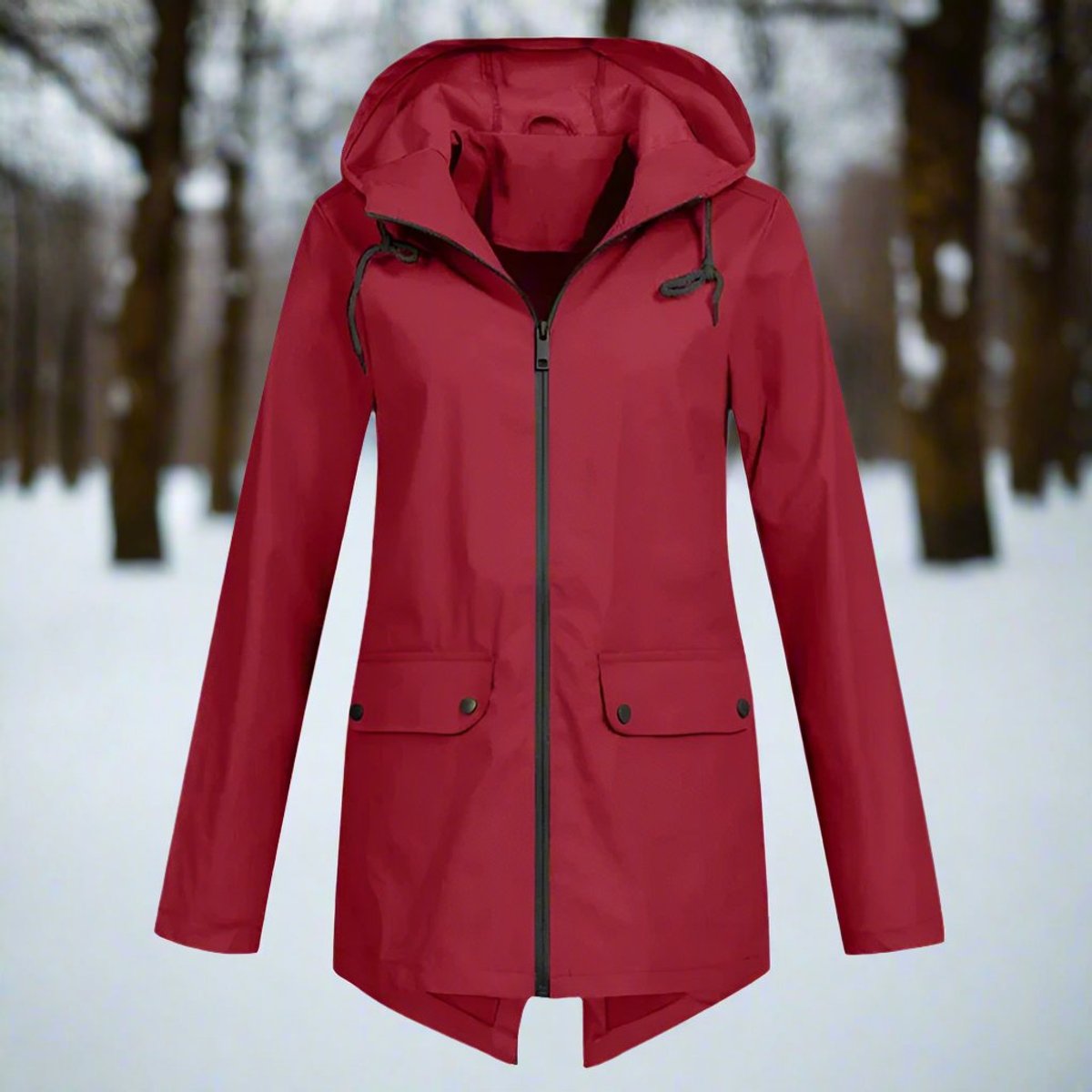 Amalie | Wasserdichte Damen-Regenjacke mit Kapuze und Reißverschluss