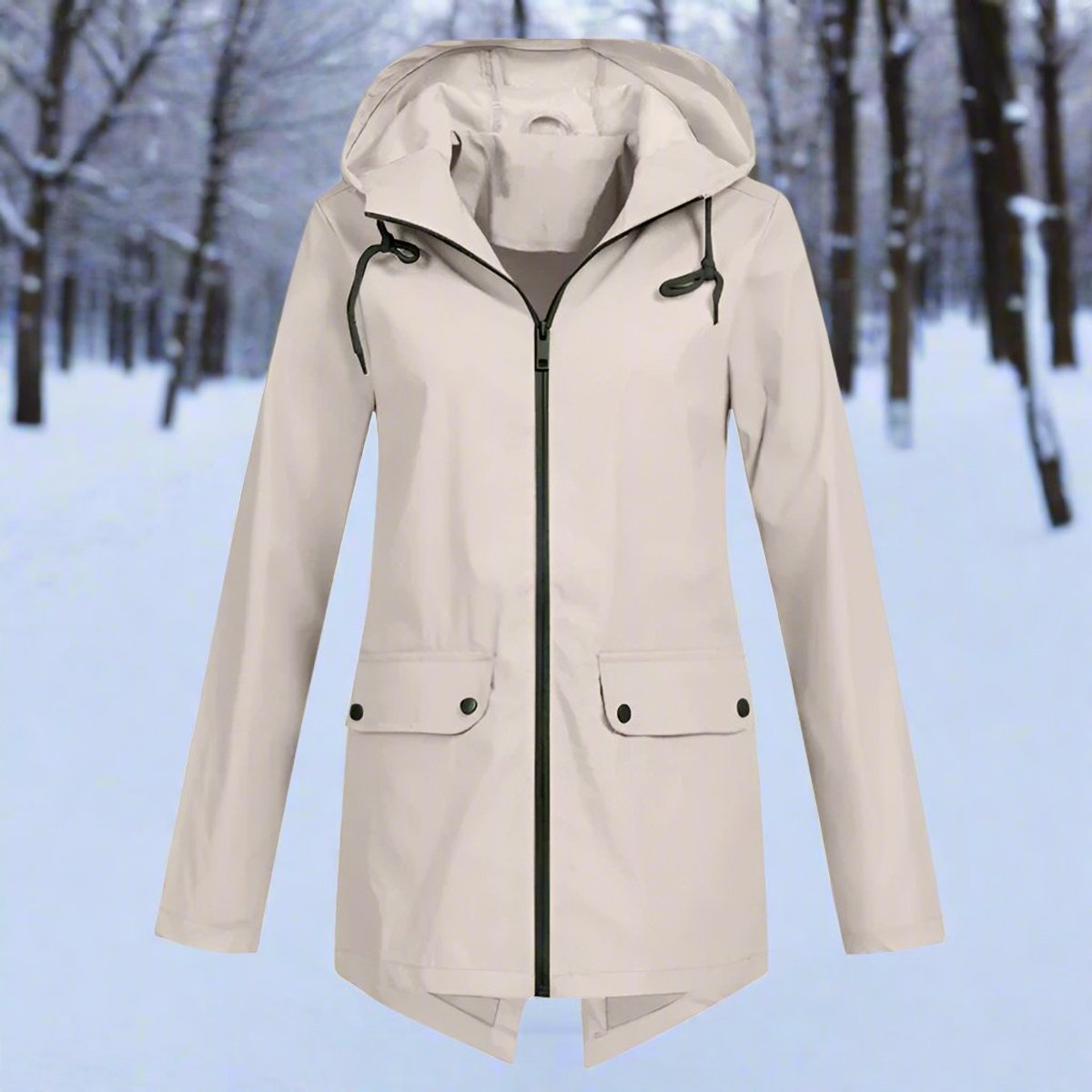 Amalie | Wasserdichte Damen-Regenjacke mit Kapuze und Reißverschluss