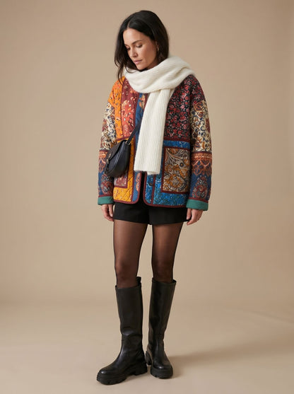 Mette | Damen-Steppjacke mit mehrfarbigem Design