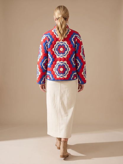 Mette | Damen-Steppjacke mit mehrfarbigem Design