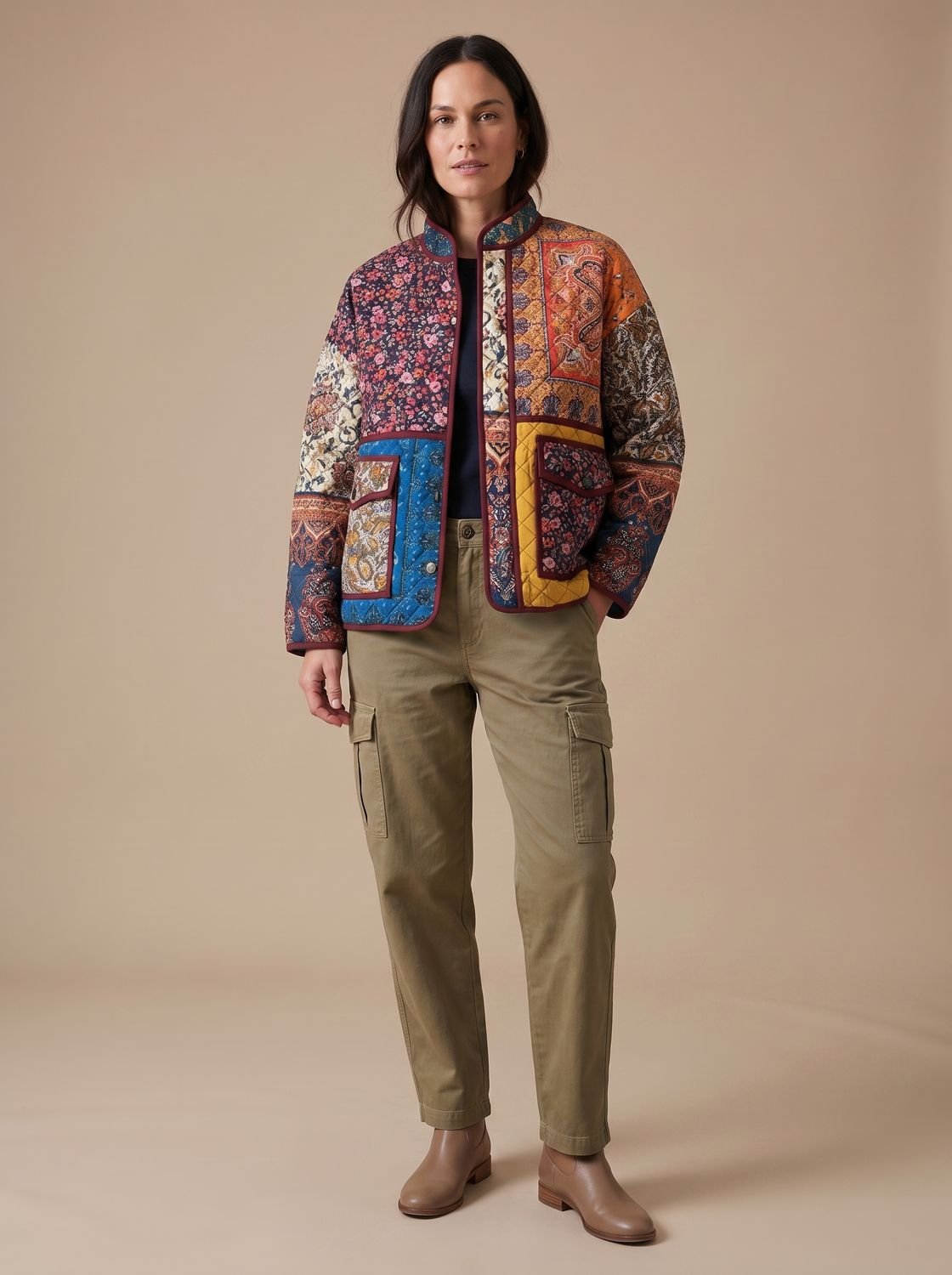 Mette | Damen-Steppjacke mit mehrfarbigem Design