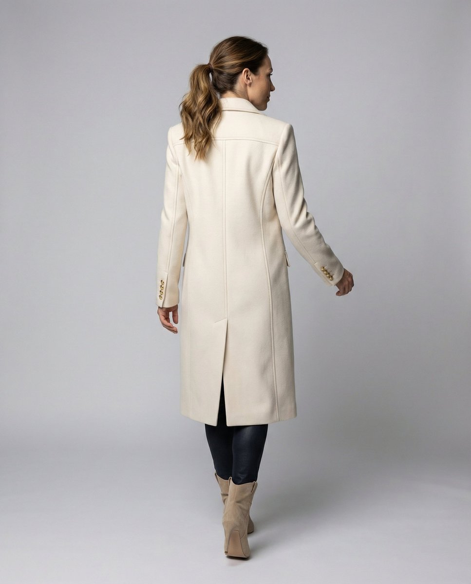 Astrid | Langer Damen-Wintermantel mit zweireihigem Design und Knöpfen