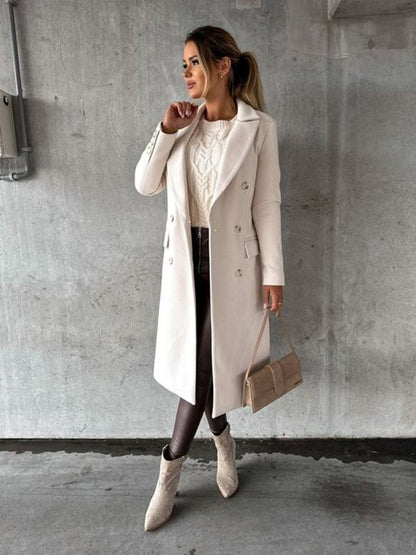 Astrid | Langer Damen-Wintermantel mit zweireihigem Design und Knöpfen