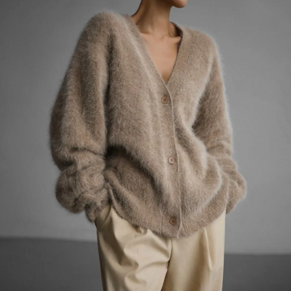 Rose | Dame oversized blød strikcardigan med knapper