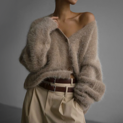 Rose | Dame oversized blød strikcardigan med knapper