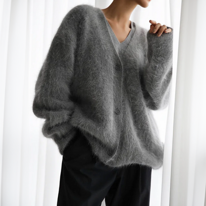 Rose | Dame oversized blød strikcardigan med knapper