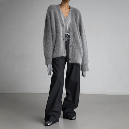Rose | Dame oversized blød strikcardigan med knapper