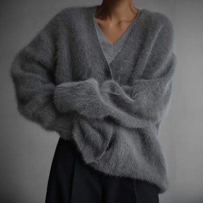 Rose | Dame oversized blød strikcardigan med knapper