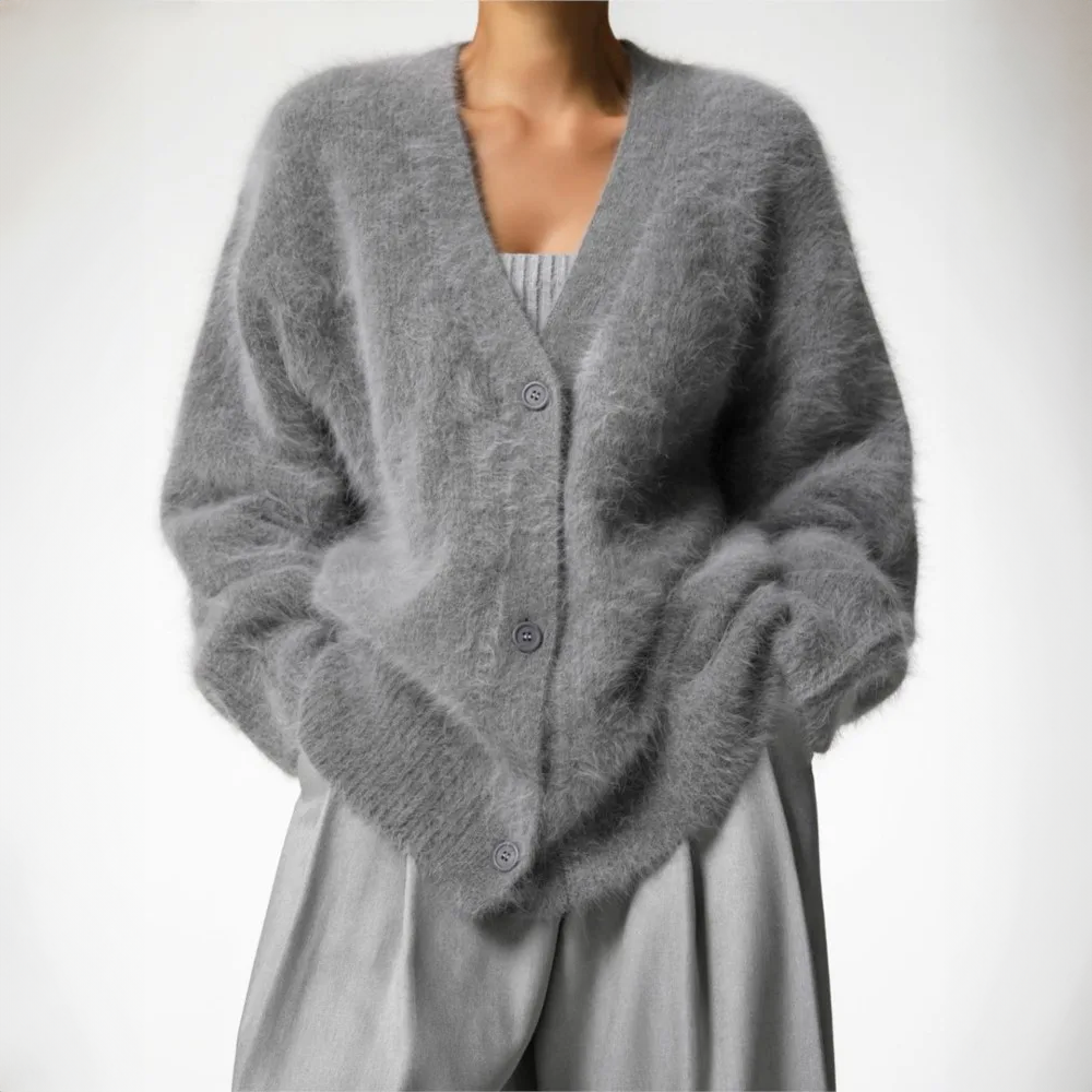 Rose | Dame oversized blød strikcardigan med knapper