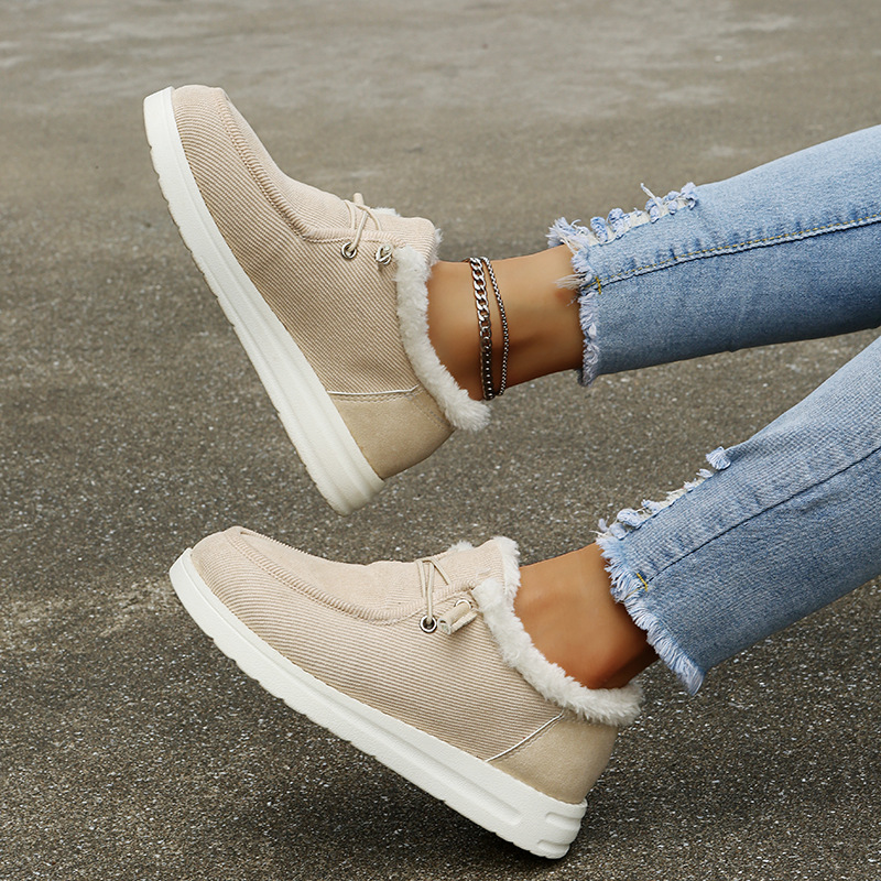 Astrid | Elegante vintersneakers med varmt pelsfor og snørebånd