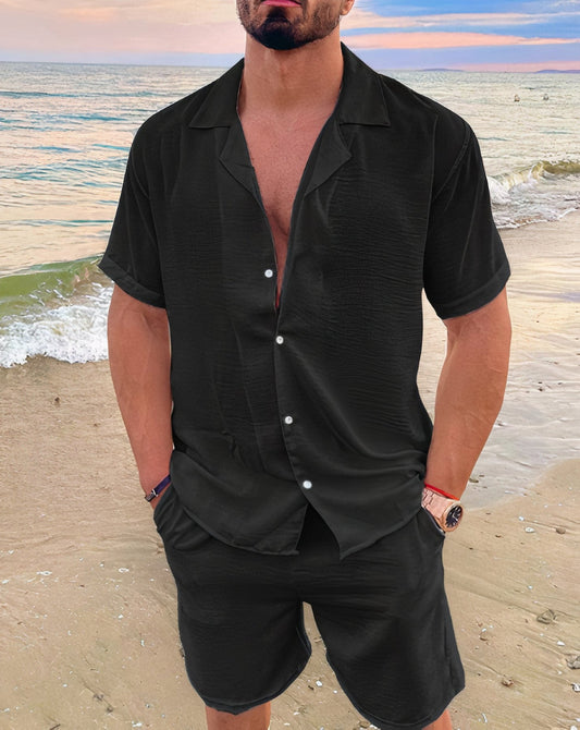 Aron | Herresæt med kortærmet skjorte og shorts | Afslappet