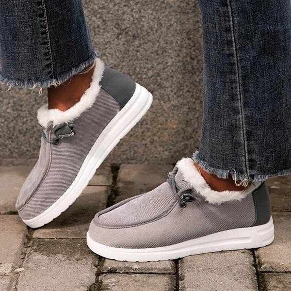 Astrid | Elegante vintersneakers med varmt pelsfor og snørebånd