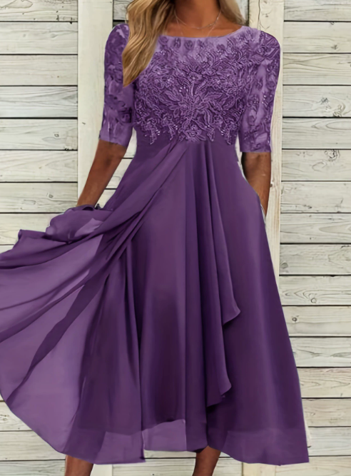 Karina | Elegant midikjole med dekorativ overdel | Midi