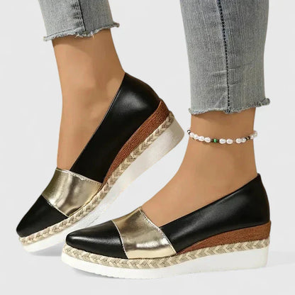 Lærke | Dame sommer espadriller med metallisk finish og plateau