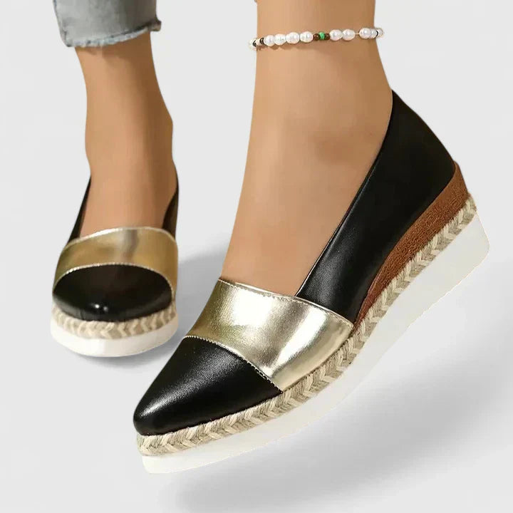 Lærke | Dame sommer espadriller med metallisk finish og plateau