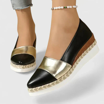 Lærke | Dame sommer espadriller med metallisk finish og plateau