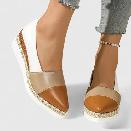 Lærke | Dame sommer espadriller med metallisk finish og plateau
