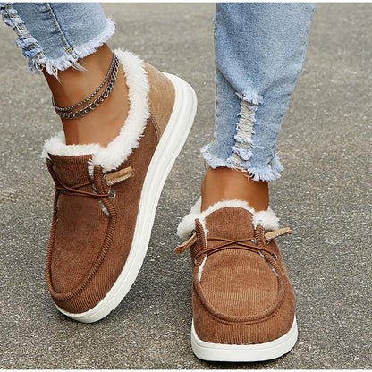 Astrid | Elegante vintersneakers med varmt pelsfor og snørebånd