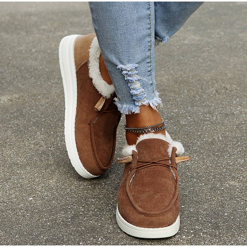 Astrid | Elegante vintersneakers med varmt pelsfor og snørebånd