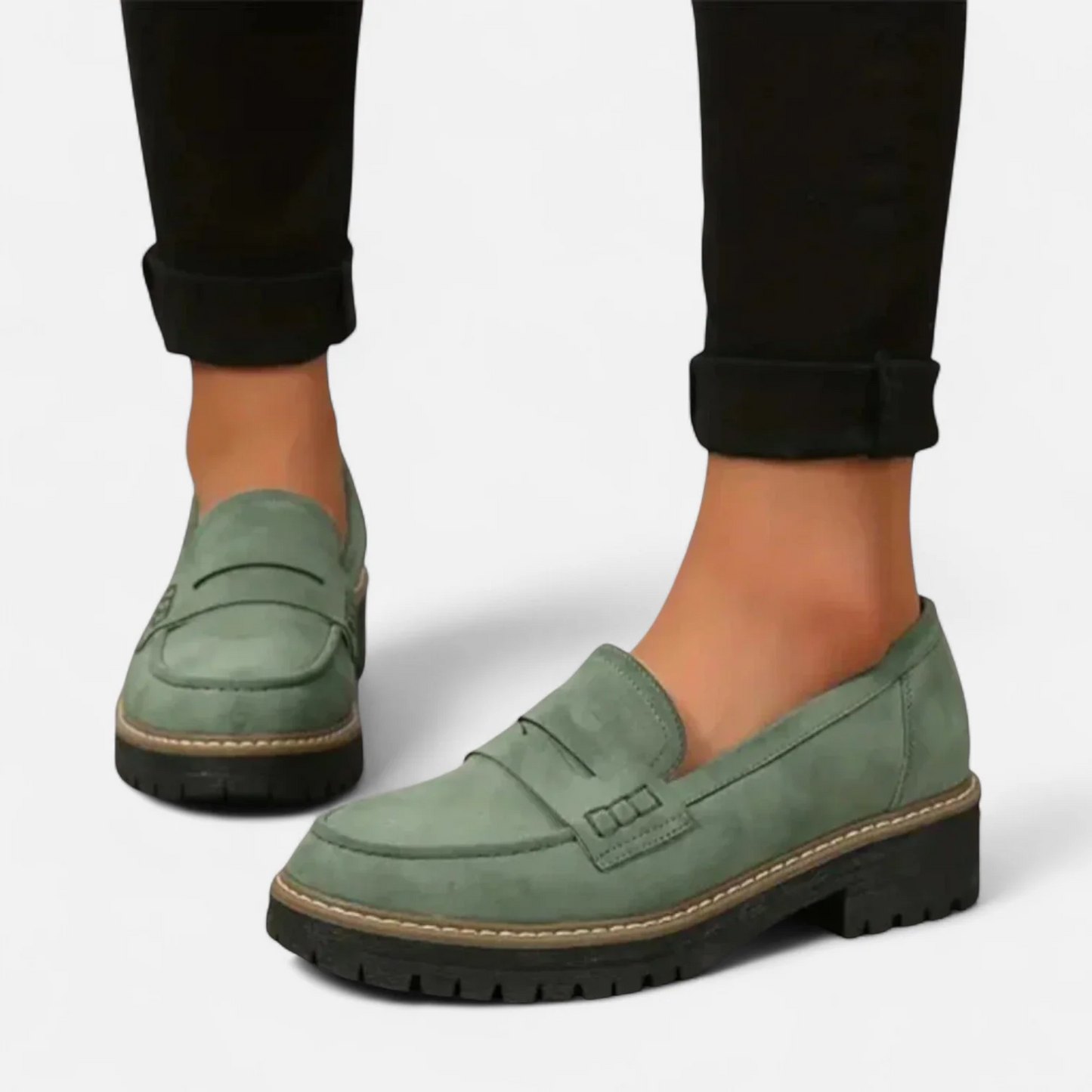 Alma | Dame klassiske loafers med kraftig sål og slip on design