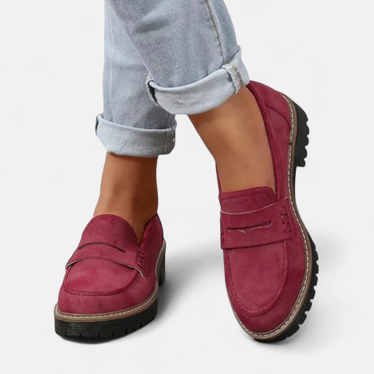 Alma | Dame klassiske loafers med kraftig sål og slip on design