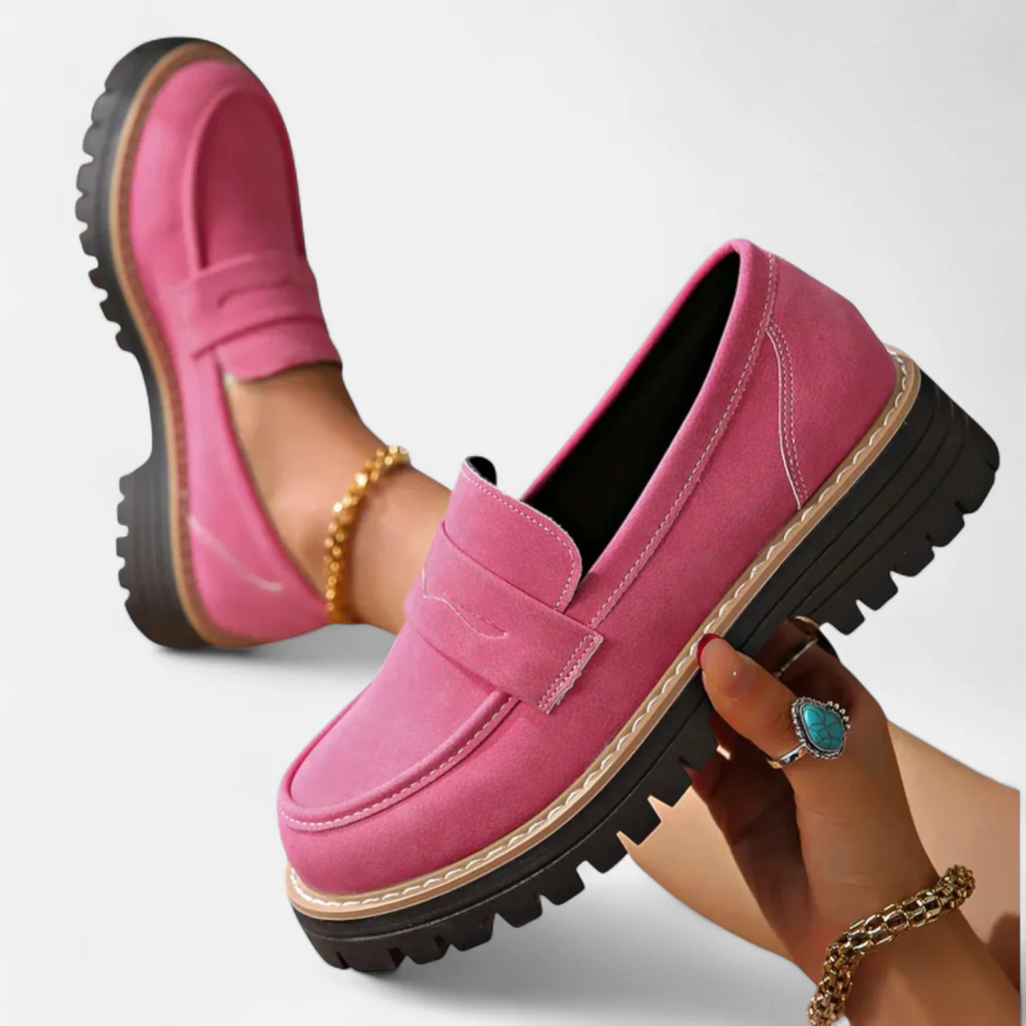 Alma | Dame klassiske loafers med kraftig sål og slip on design
